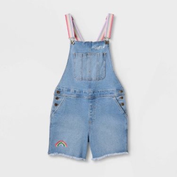 NEW Humankind Rainbow Overall Shorts • Super Cute!!! - Picture 2 of 8